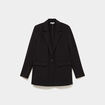 Blazer ajust&eacute; mi-long 1 bouton noir femme