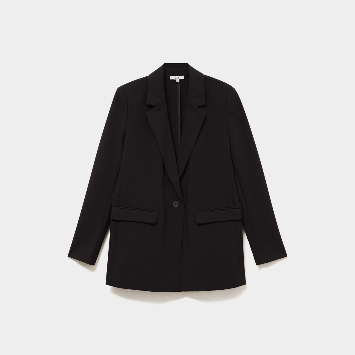 Blazer ajust&eacute; mi-long 1 bouton noir femme