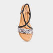 Sandales d&eacute;tails foulard tress&eacute;s noir femme