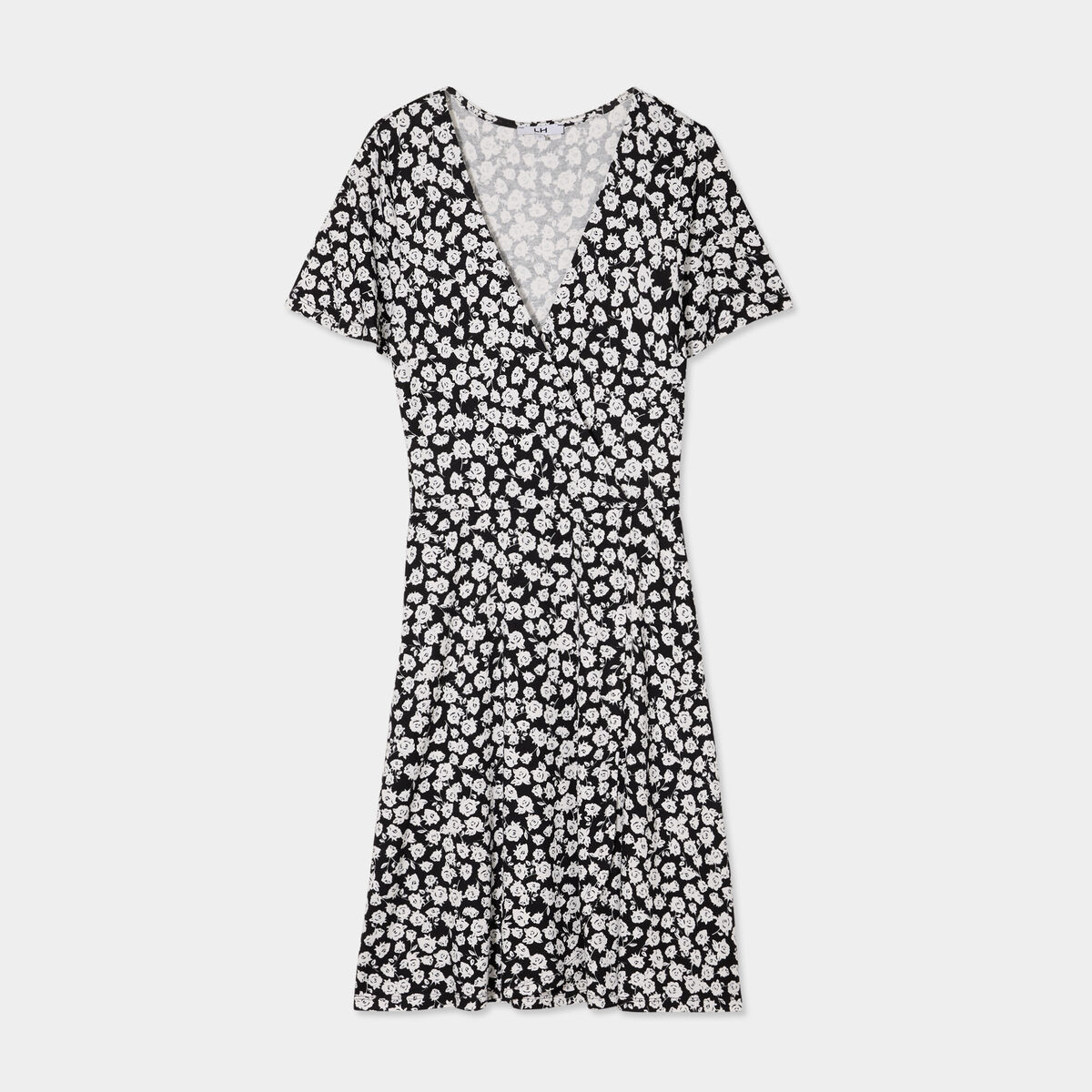 Robe patineuse manches courtes noir femme