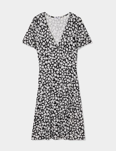 Robe patineuse manches courtes noir femme