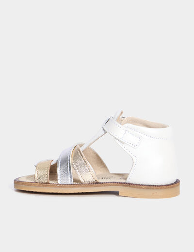 Sandales avec brides en cuir blanc bébé fille