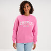 Sweat molleton col rond manches longues rose vif femme