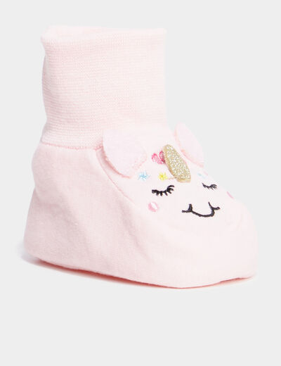 Chaussettes d'intérieur rose bébé fille