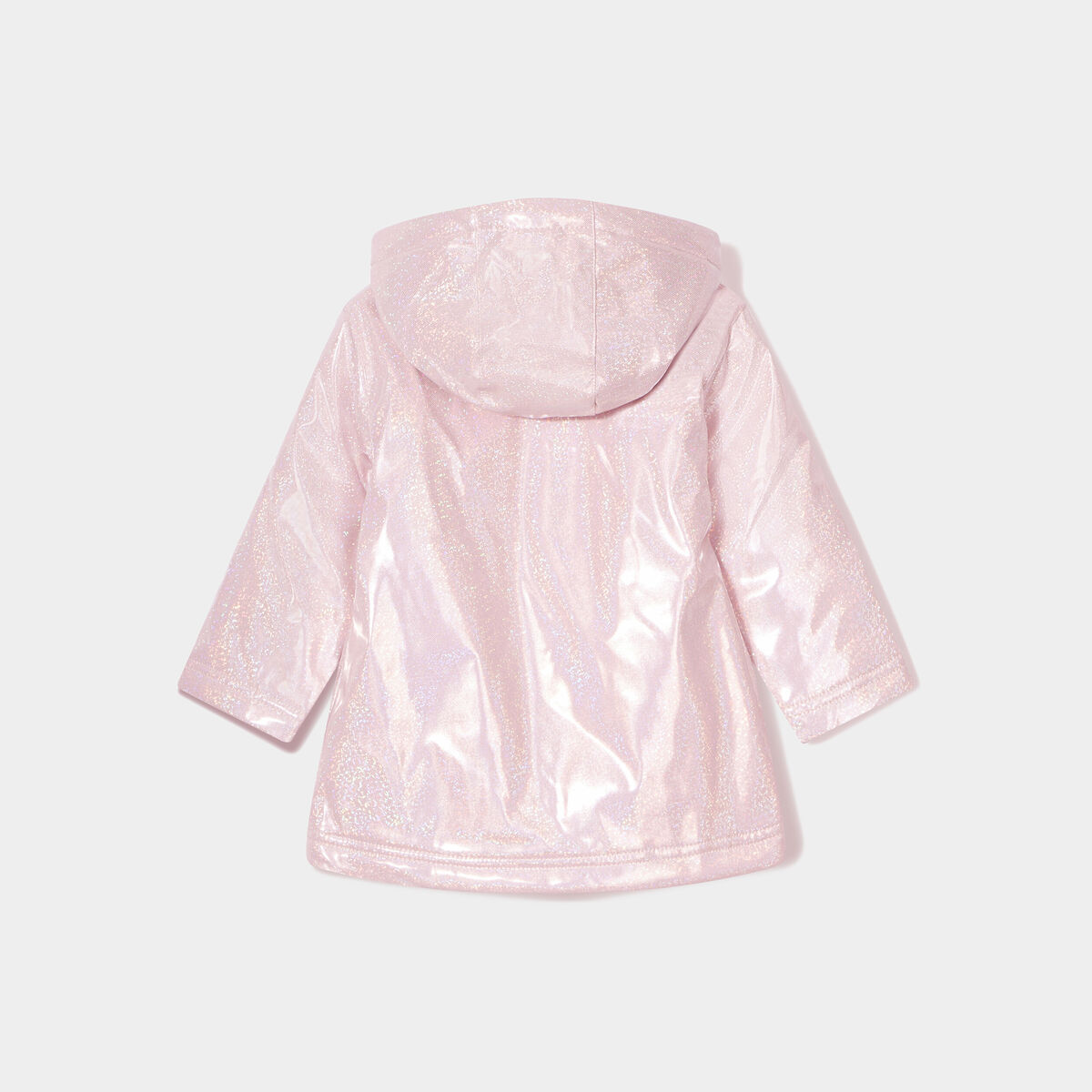 Parka paillet&eacute;e &agrave; capuche doubl&eacute;e rose clair b&eacute;b&eacute; fille