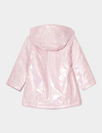 Parka pailletée à capuche doublée rose clair bébé fille