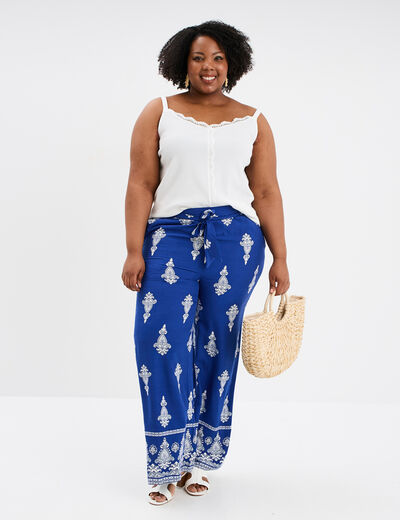 Débardeur détails dentelle blanc femme grande taille