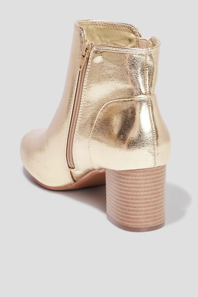 Bottines métallisées à talons jaune or femme