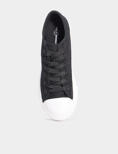 Tennis en toile dentelle Mosquitos noir femme