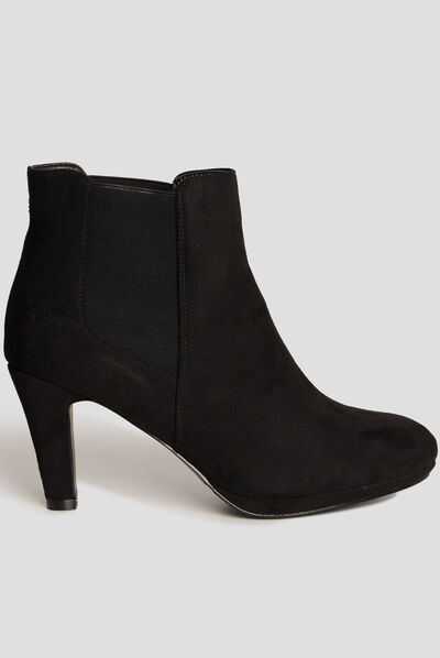 Bottines élastiquées à talons noir femme
