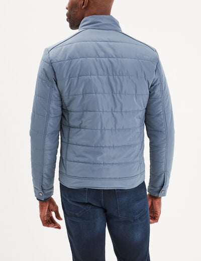 Blouson court zippé col montant bleu foncé homme