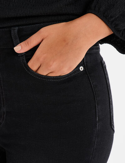Jeans skinny taille haute cropped denim noir femme