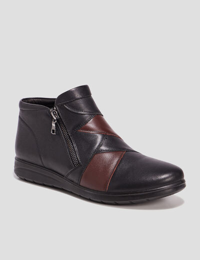 Bottines en cuir zippées noir femme