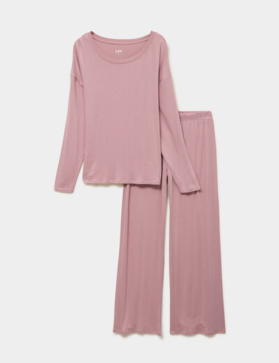 Ensemble pyjama t-shirt et pantalon mauve femme
