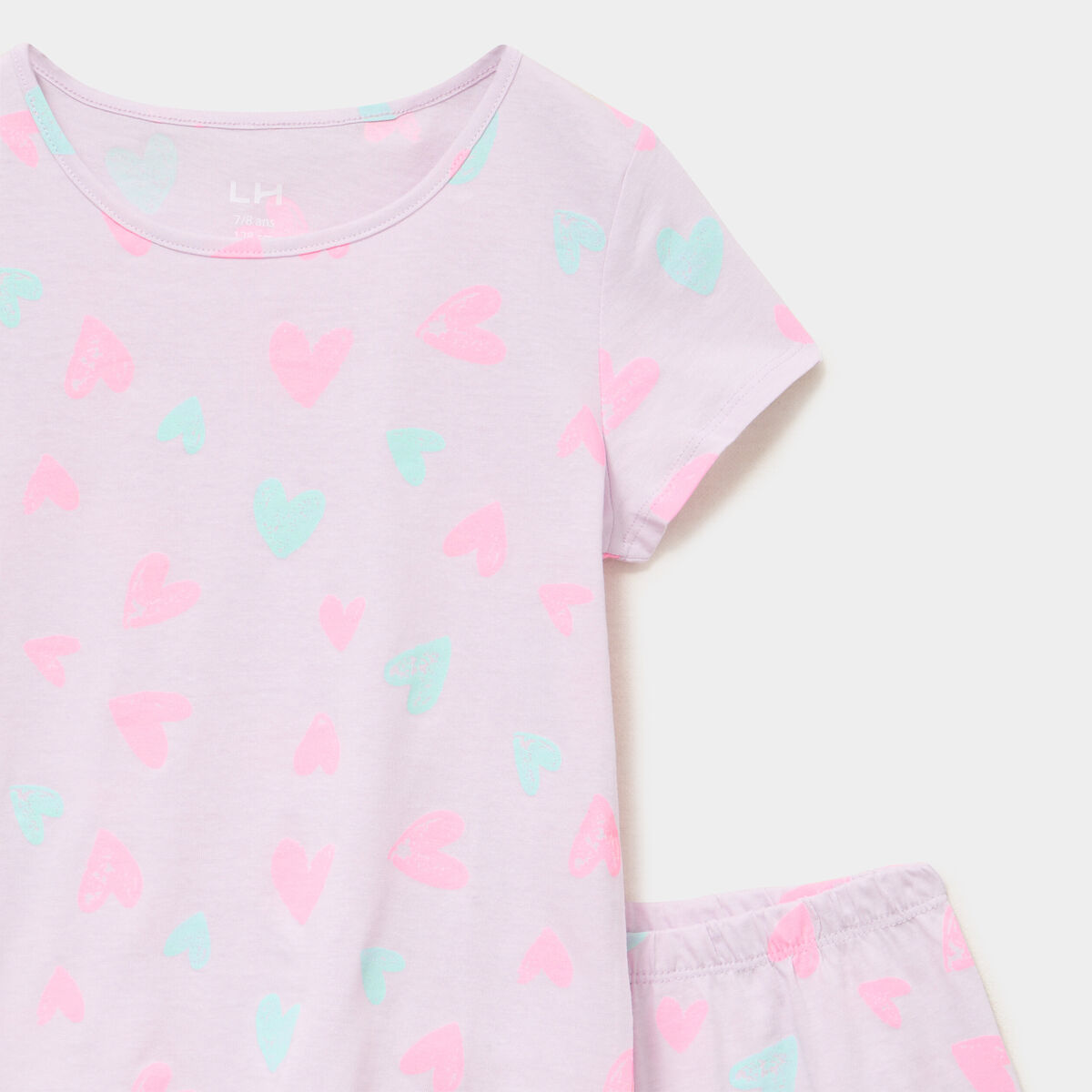 Ensemble pyjama short et t-shirt coton mauve fille