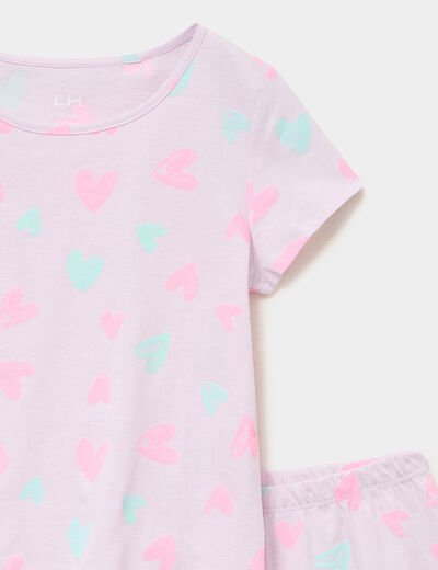 Ensemble pyjama short et t-shirt coton mauve fille