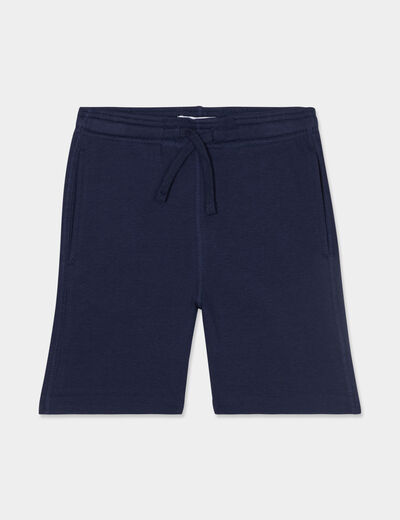 Short jogging droit taille élastiquée bleu marine garçon