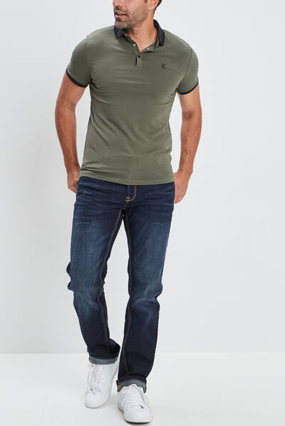 Jeans regular ceinturé denim brut homme