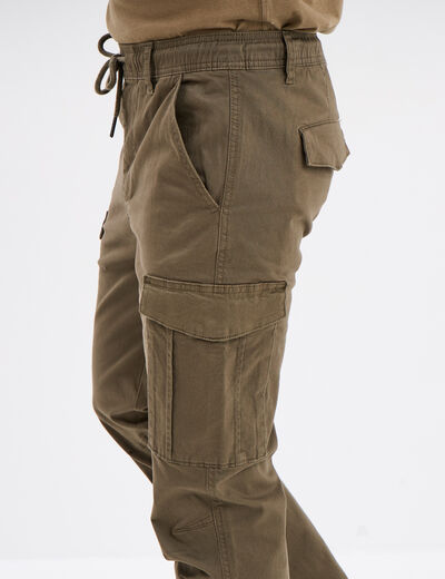 Pantalon cargo slim vert kaki homme