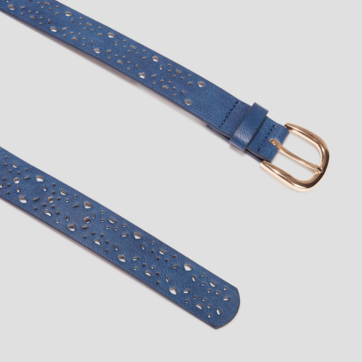 Ceinture perforée bleu marine femme