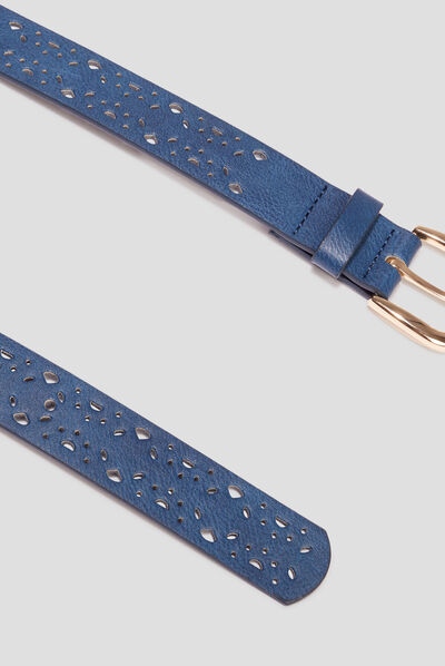 Ceinture perforée bleu marine femme