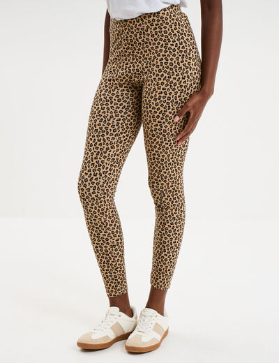 Legging taille haute beige femme