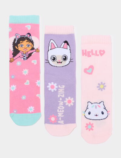 Lot 3 chaussettes Gabby maison magique rose fille