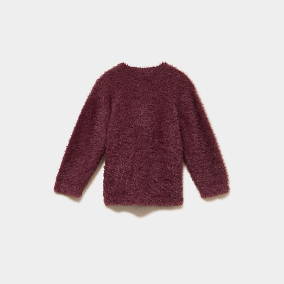 Gilet manches longues boutonn&eacute; violet fonc&eacute; b&eacute;b&eacute; fille