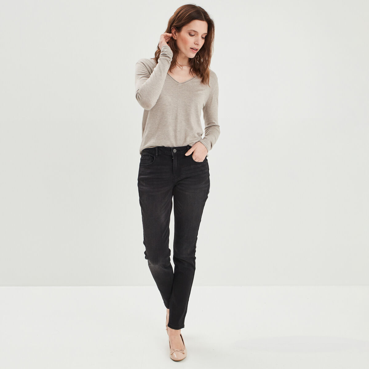 Jeans skinny taille standard noir femme