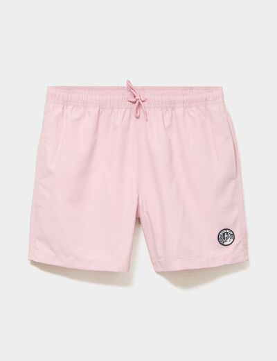 Short de bain droit taille &eacute;lastiqu&eacute;e rose homme