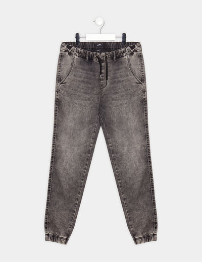 Jeans straight à coulisse gris garçon