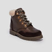 Bottines fourrées en cuir marron garçon