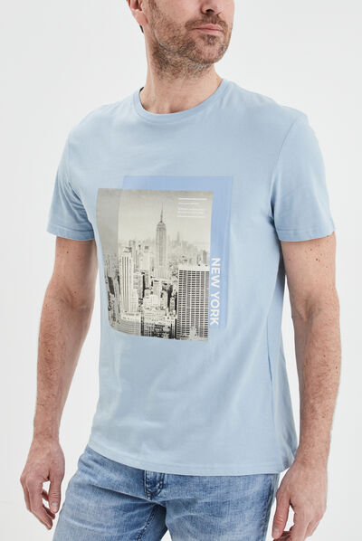 T-shirt manches courtes coton bleu ciel homme