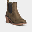 Bottines chelsea &agrave; talons aspect su&eacute;dine vert kaki femme