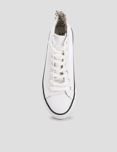 Baskets en toile montantes à lacets blanc femme