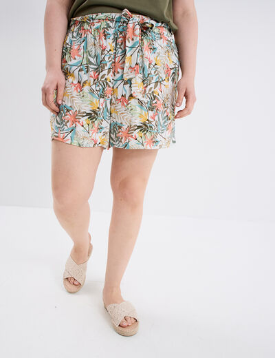 Short fluide ceinturé blanc femme grande taille