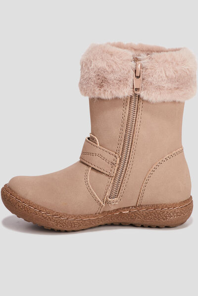 Bottes avec fausse fourrure sable fille