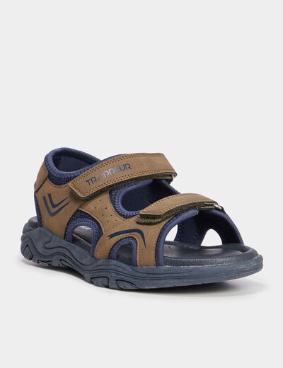 Sandales avec scratchs Trappeur vert kaki garçon