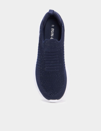 Baskets running &eacute;lastiqu&eacute;es slip-on bleu marine femme