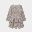 Robe courte patineuse &agrave; volants smock&eacute;e sable fille