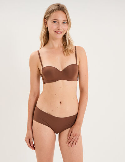 Soutien-gorge bandeau microfibre marron femme