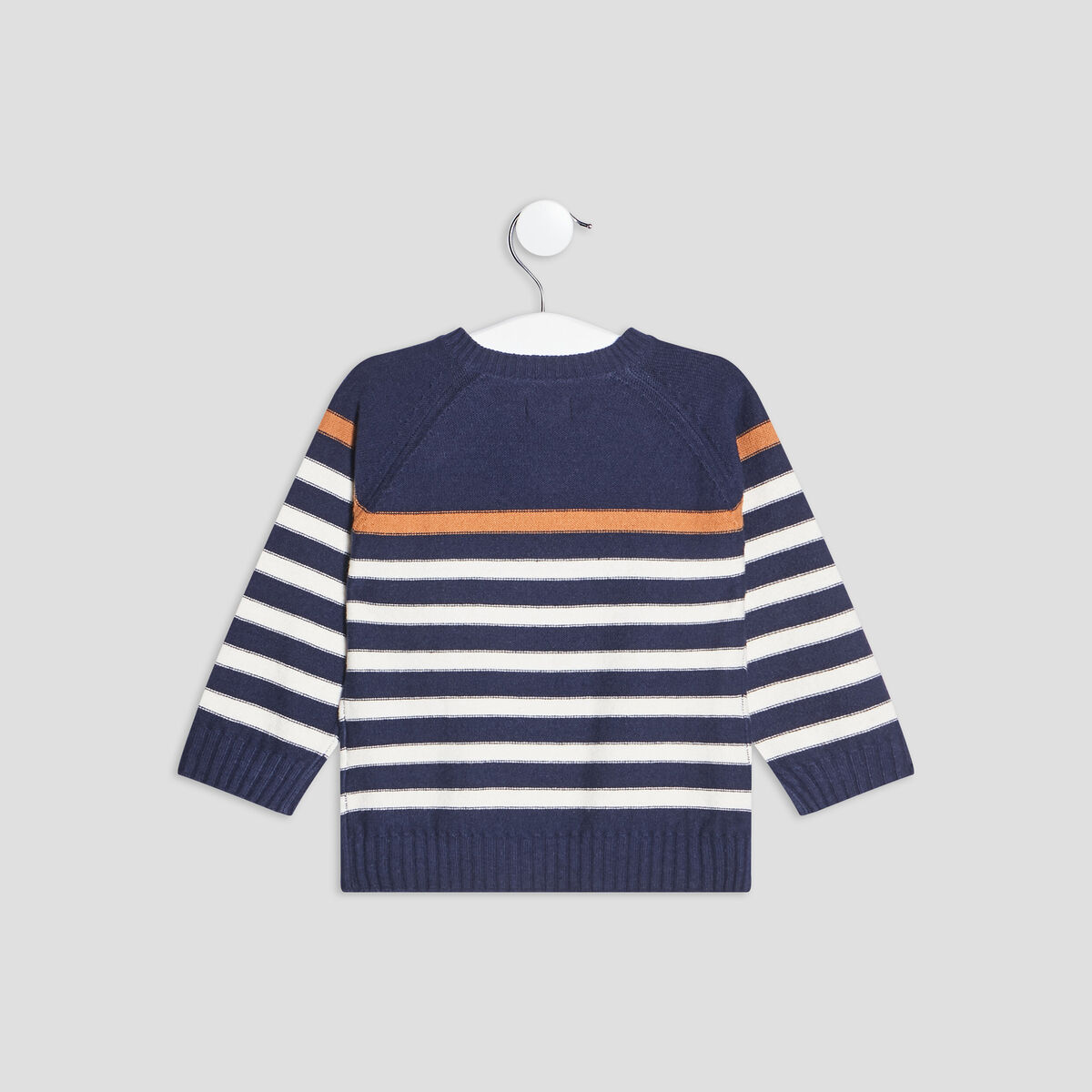 Pull avec &eacute;paule &agrave; boutons bleu marine b&eacute;b&eacute; gar&ccedil;on
