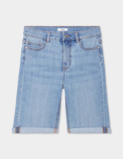Bermuda en jean slim denim double stone femme
