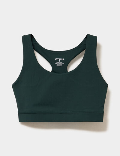Brassi&egrave;re de sport dos nageur vert fonc&eacute; femme
