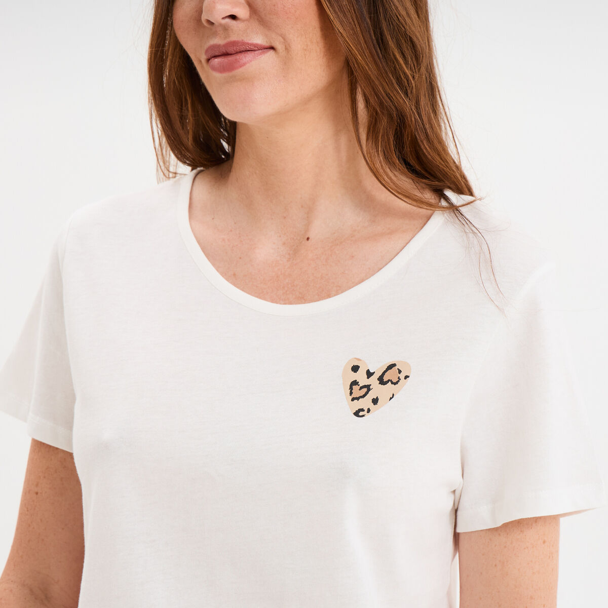 Ensemble pyjama pantalon t-shirt coton beige femme
