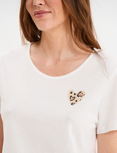 Ensemble pyjama pantalon t-shirt coton beige femme