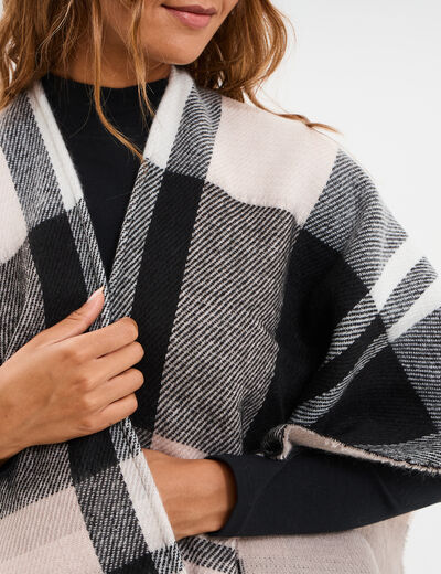 Poncho à franges mi-long noir femme