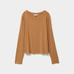T-shirt col rond manches longues beige femme