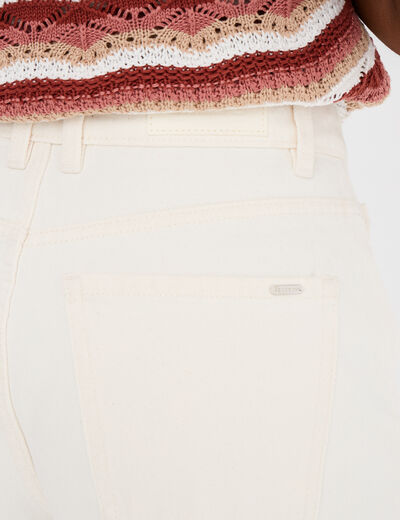 Short mom 5 poches coton ecru femme