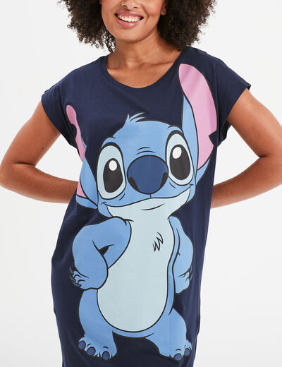 Chemise de nuit manches courtes Stitch bleu marine femme